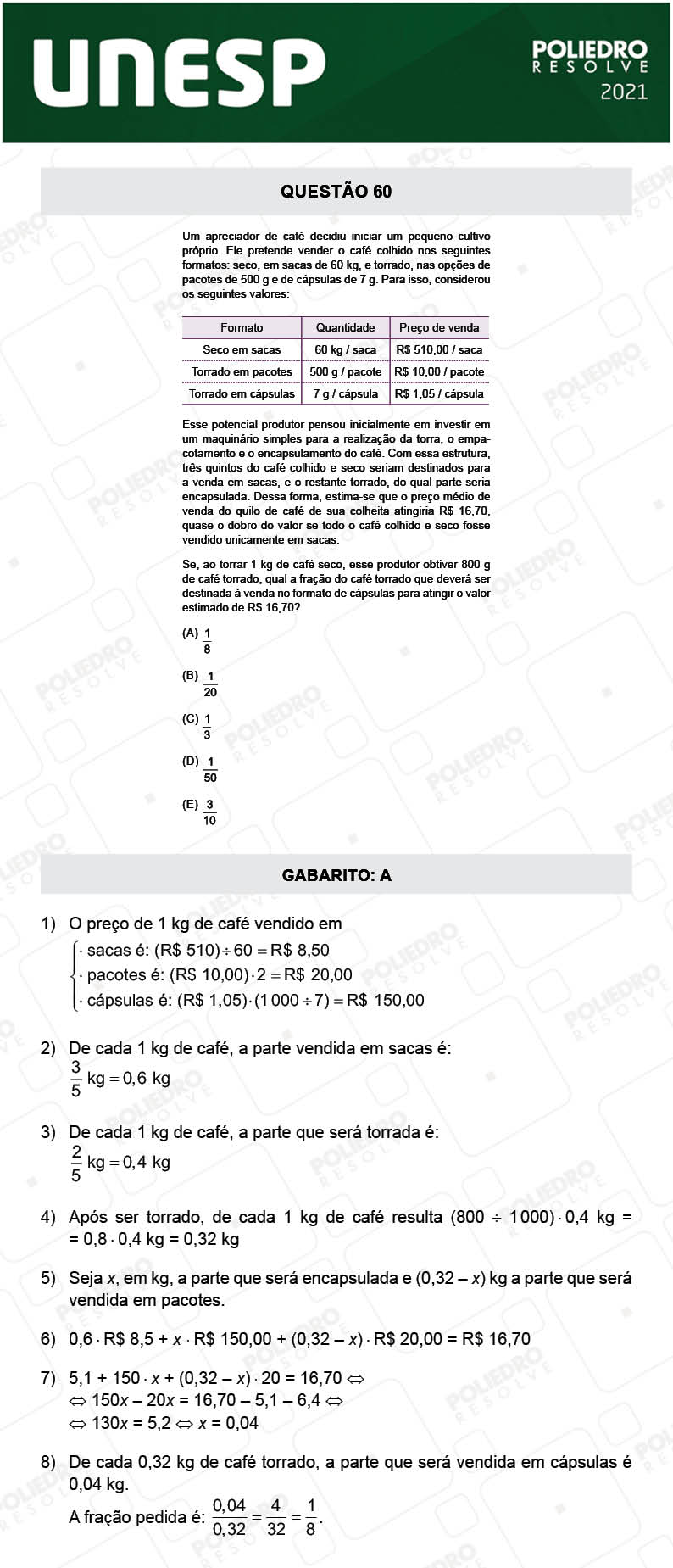 Questão 60 - 2ª Fase - UNESP 2021