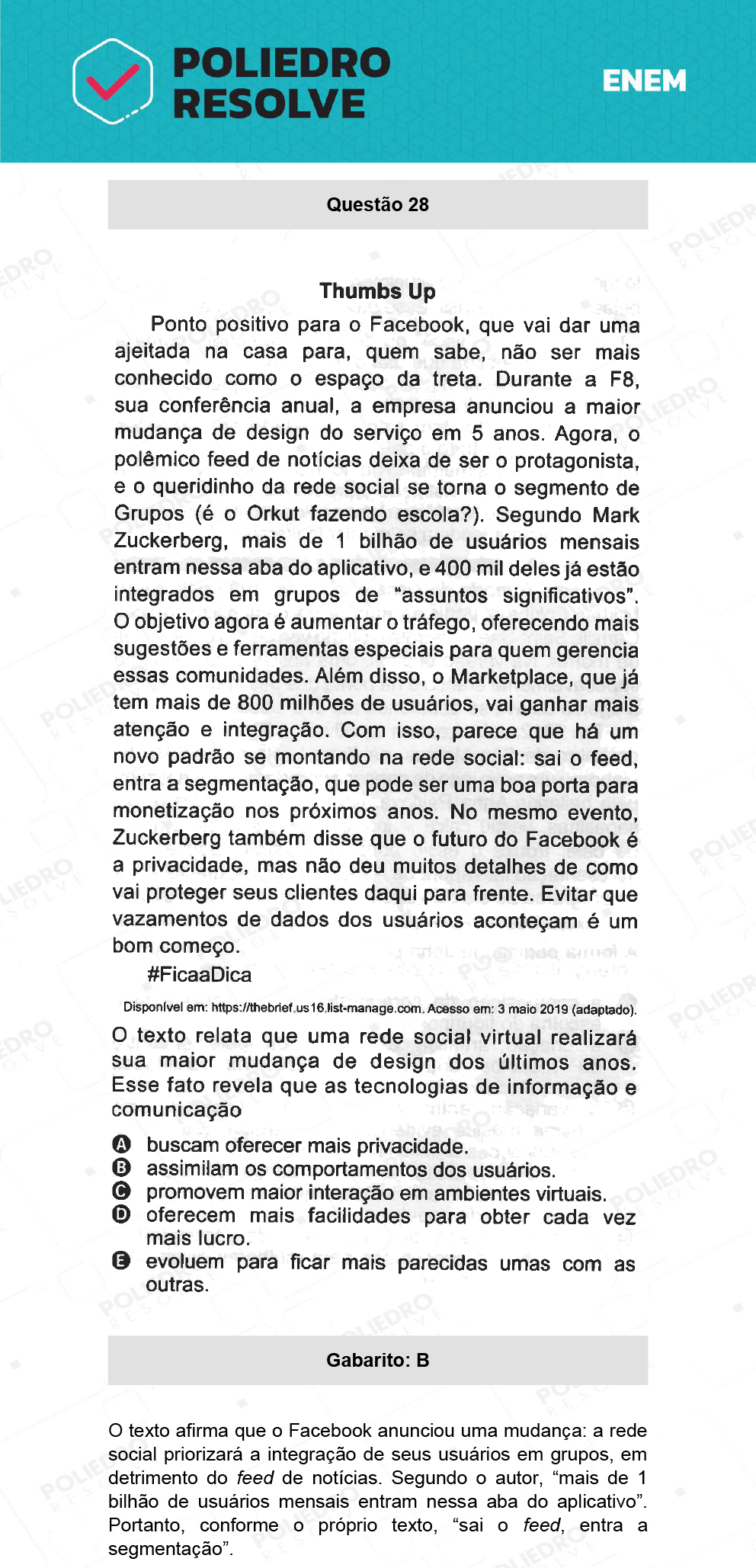 Questão 28 - 1º Dia - Prova Azul - ENEM 2021