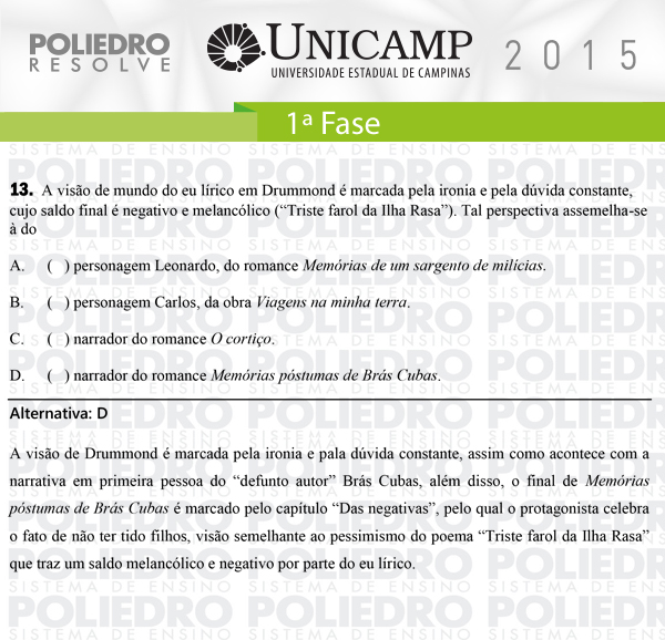 Questão 13 - 1ª Fase - UNICAMP 2015