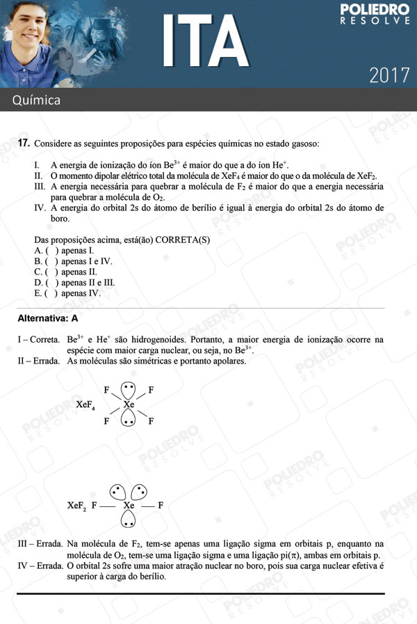 Questão 17 - Química - ITA 2017