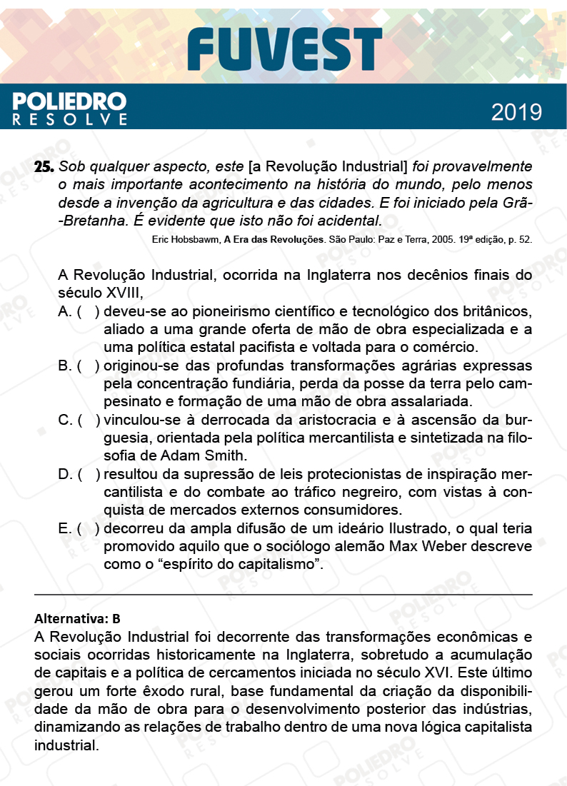 Questão 25 - 1ª Fase - Prova Q - FUVEST 2019