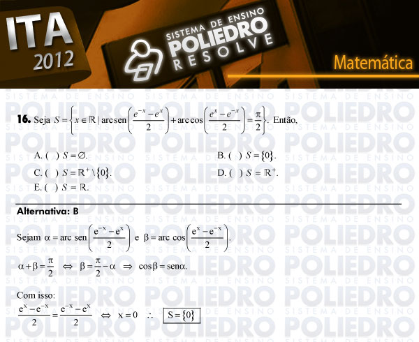 Questão 16 - Matemática - ITA 2012