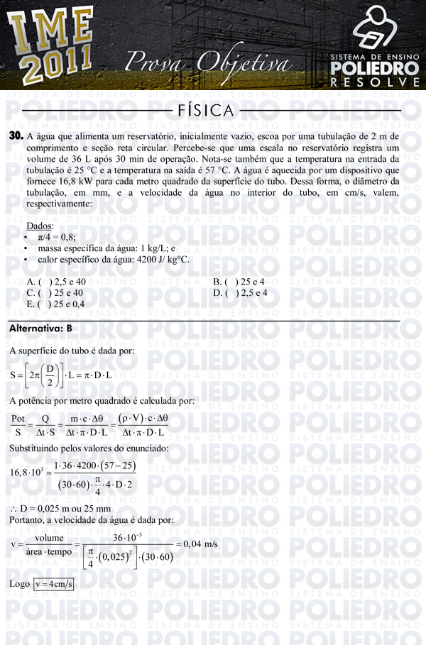 Questão 30 - Objetiva - IME 2011