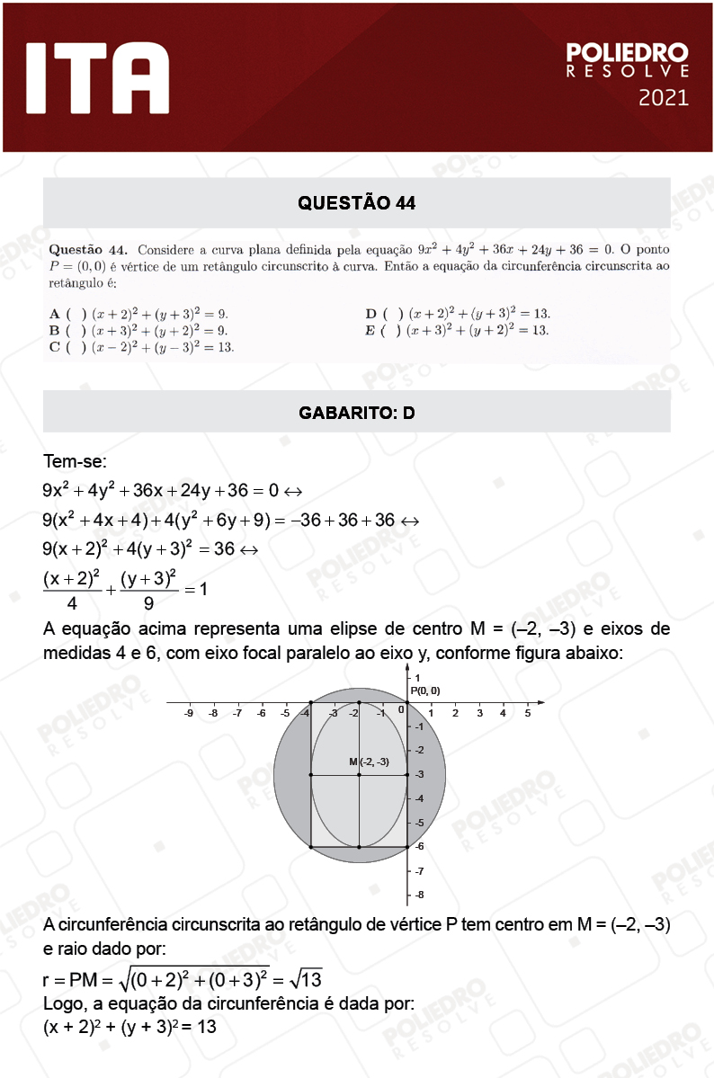 Questão 44 - 1ª Fase - ITA 2021