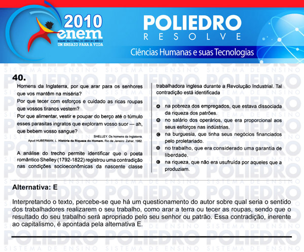 Questão 40 - Sábado (Prova azul) - ENEM 2010