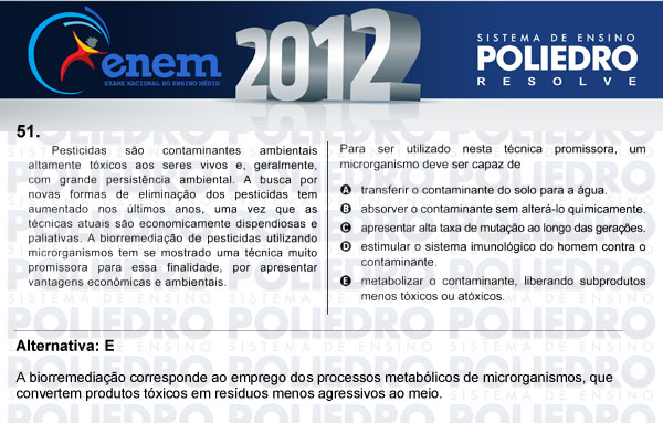 Questão 51 - Sábado (Prova azul) - ENEM 2012