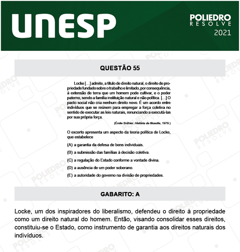 Questão 55 - 1ª Fase - 2º Dia - UNESP 2021