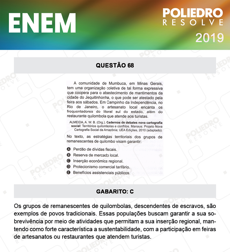 Questão 68 - 1º DIA - PROVA AZUL - ENEM 2019