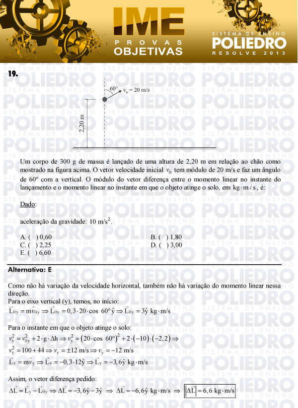 Questão 19 - Objetiva - IME 2013