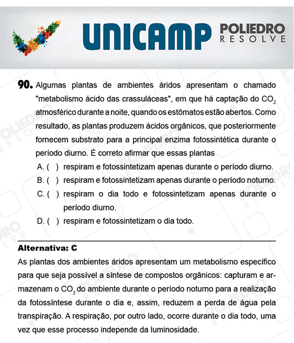 Questão 90 - 1ª Fase - PROVA Q - UNICAMP 2018