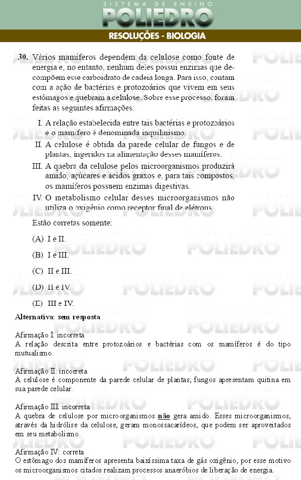 Questão 30 - Conhecimentos Gerais - UNIFESP 2009