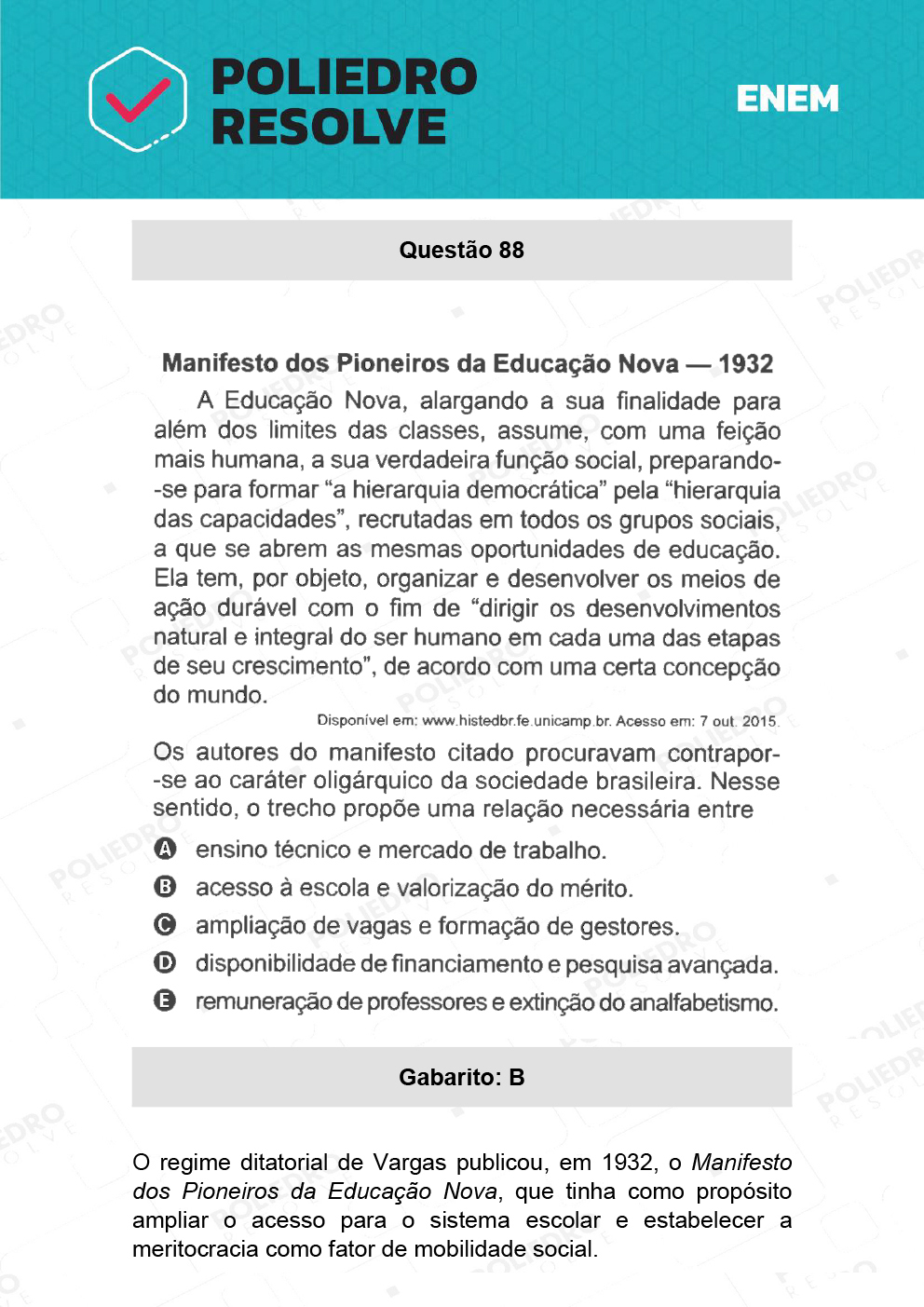 Questão 88 - 1º Dia - Prova Branca - ENEM 2021