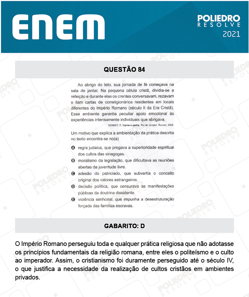 Questão 84 - 1º DIA - Prova Amarela - ENEM 2020