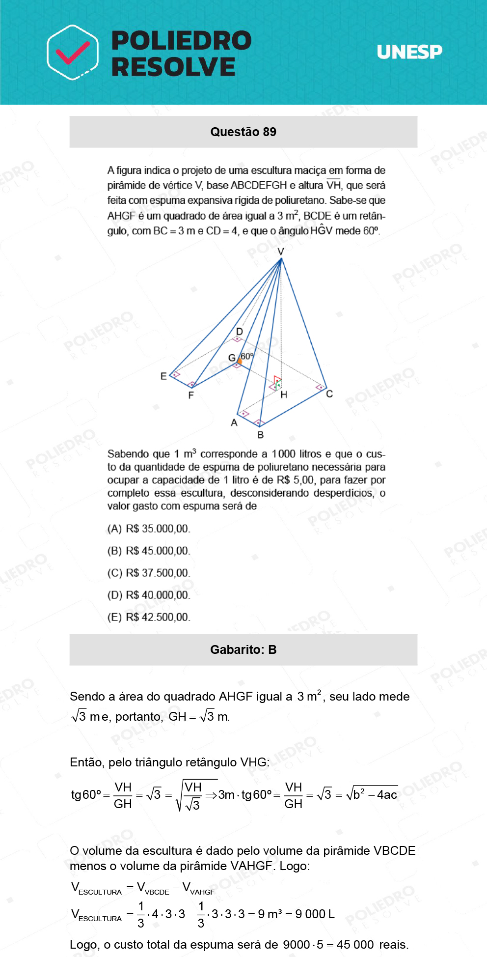 Questão 89 - 1ª Fase - Ext / Hum - UNESP 2022