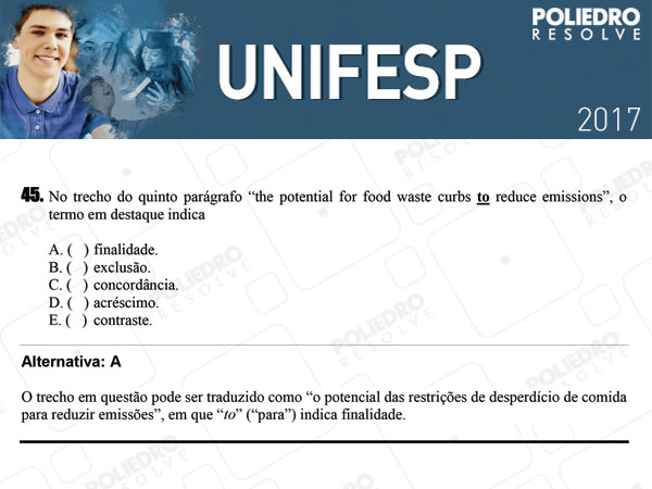 Questão 45 - 1º dia - UNIFESP 2017