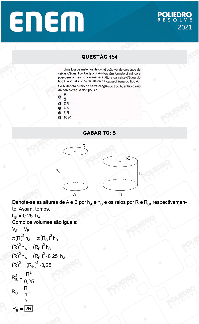 Questão 154 - 2º Dia - Prova Rosa - ENEM 2020