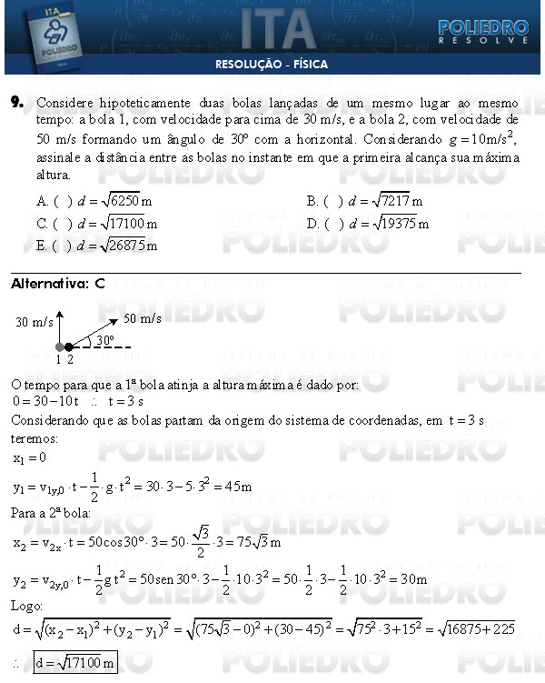 Questão 9 - Física - ITA 2009