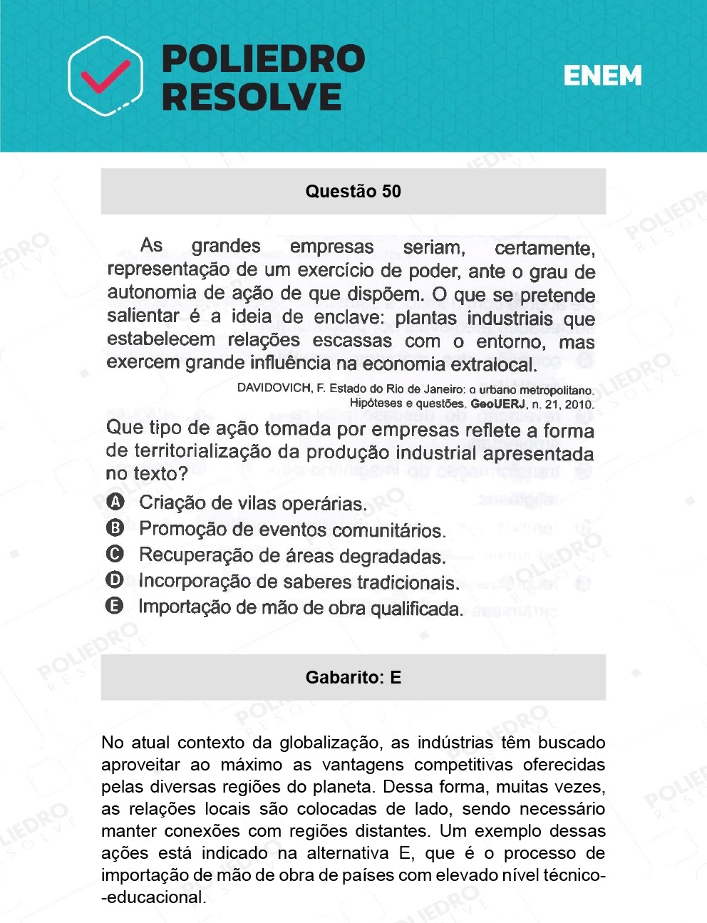 Questão 50 - 1º Dia - Prova Rosa - ENEM 2021