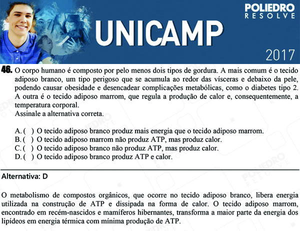 Questão 46 - 1ª Fase - UNICAMP 2017