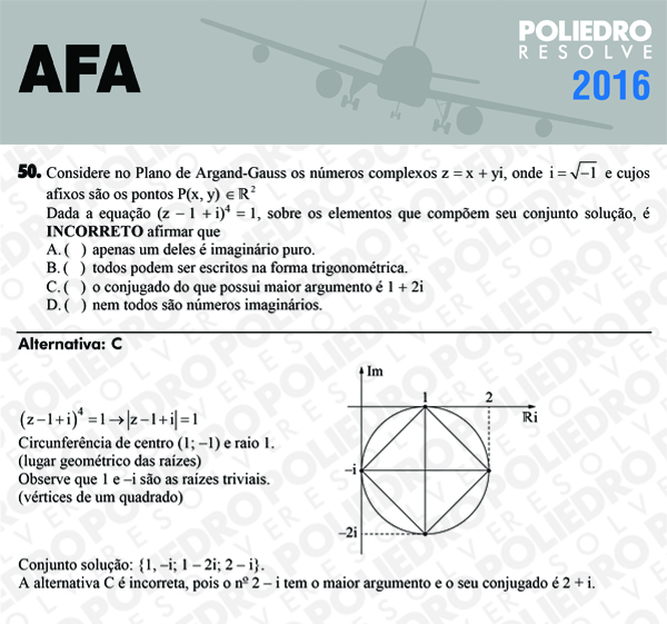 Questão 50 - Prova Modelo C - AFA 2016