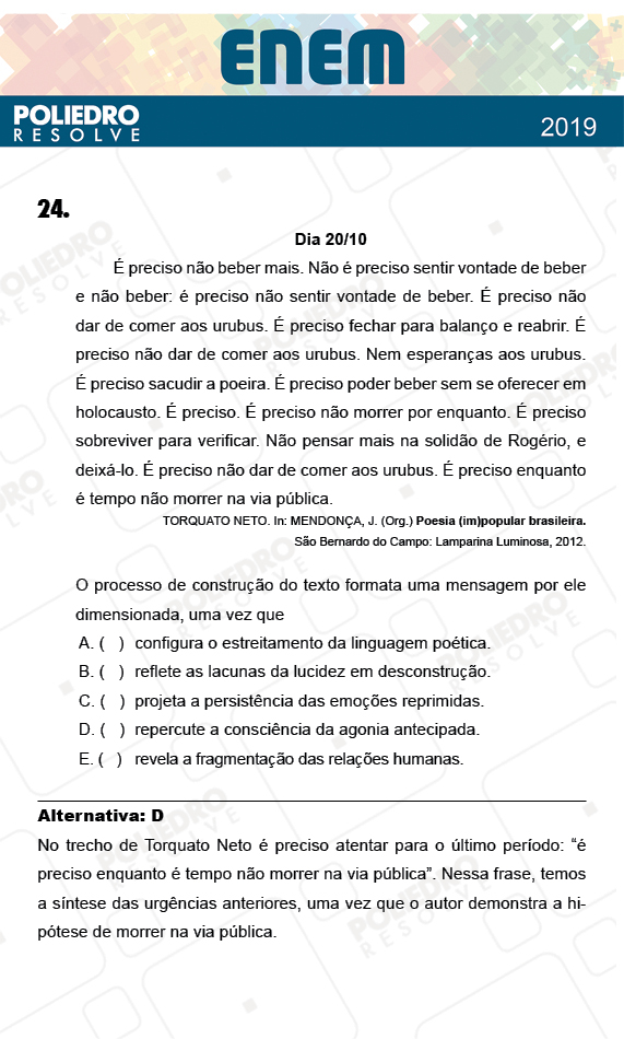 Questão 24 - 1º Dia - Prova AMARELA - ENEM 2018