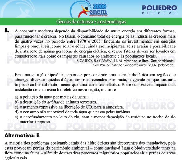 Questão 8 - Prova - ENEM 2009