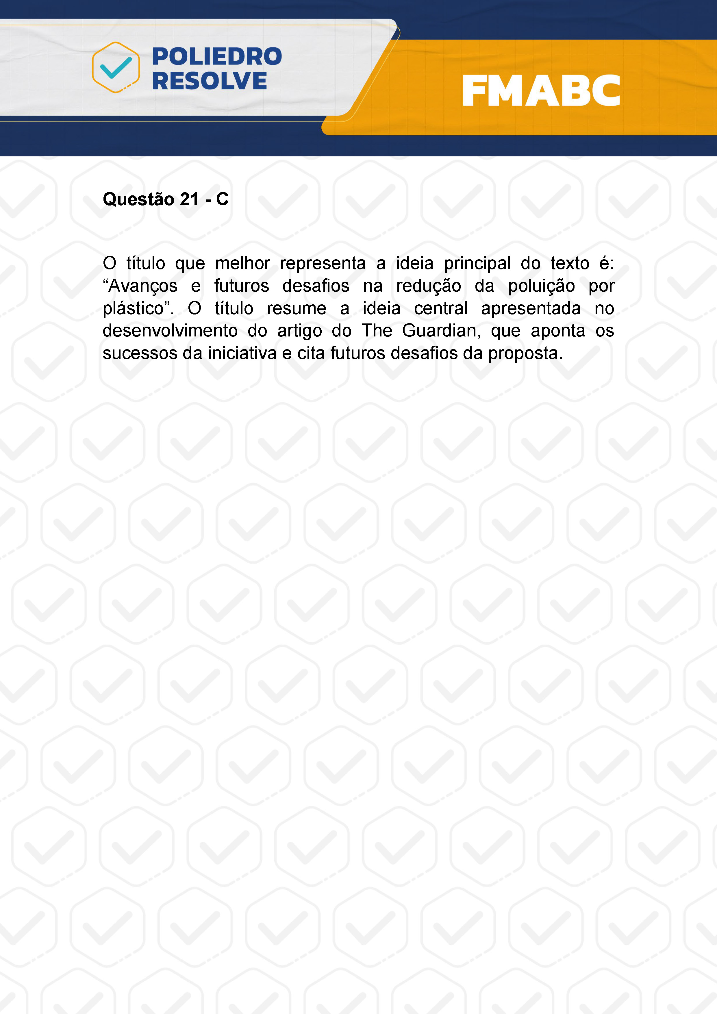 Questão 21 - Fase única - FMABC 2024