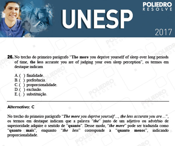 Questão 26 - 1ª Fase - UNESP 2017