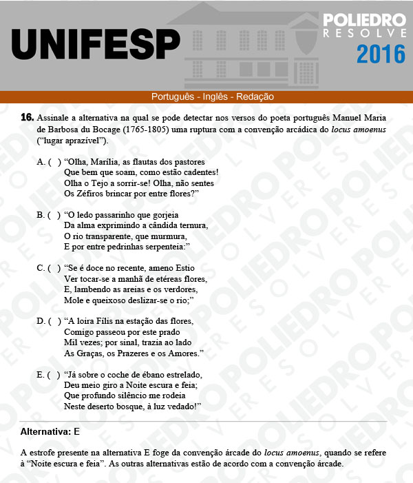 Questão 16 - Línguas - UNIFESP 2016