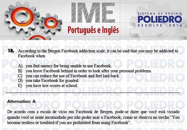 Questão 18 - Português e Inglês - IME 2014