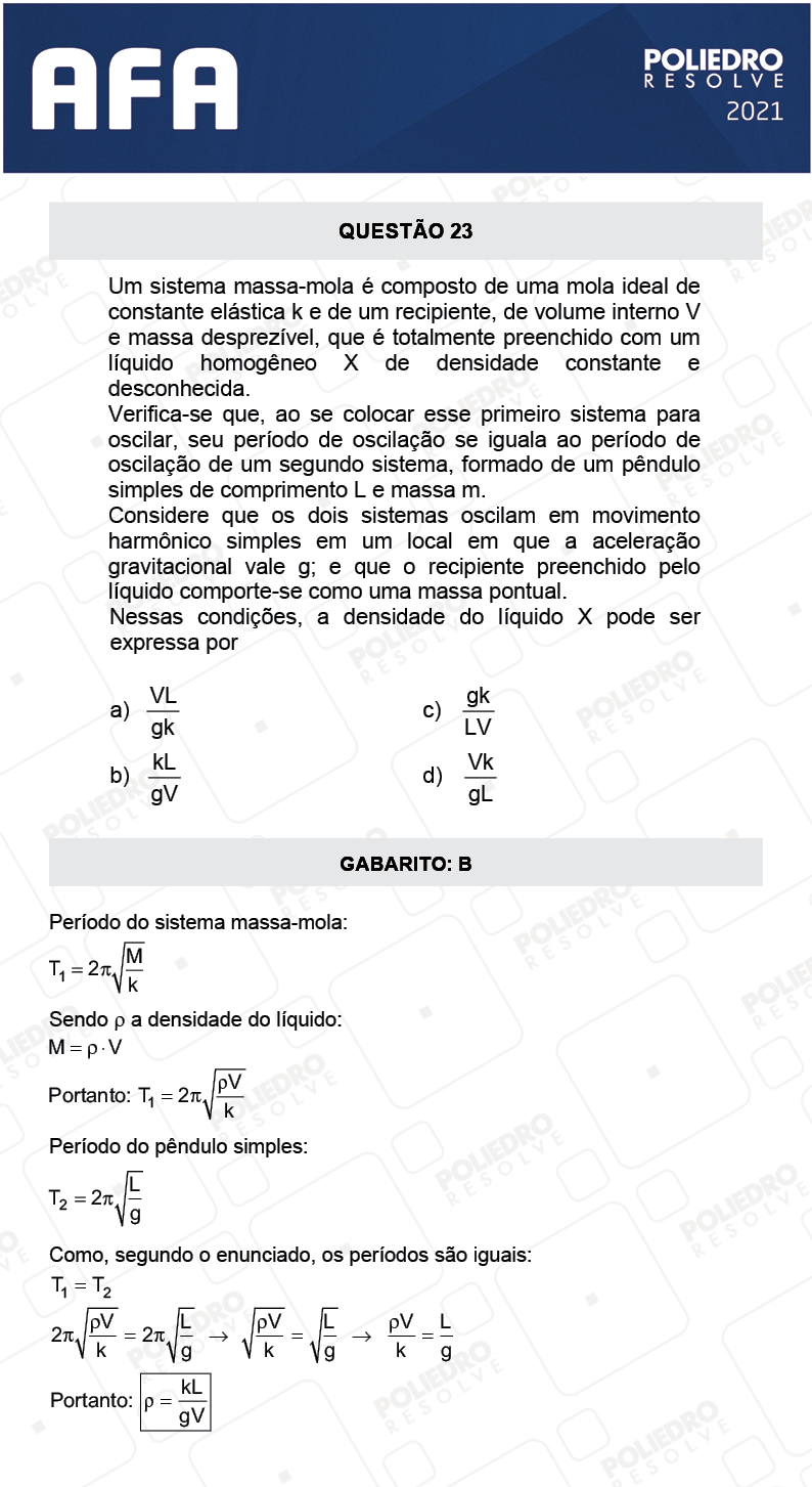 Questão 23 - Prova Modelo A - AFA 2021