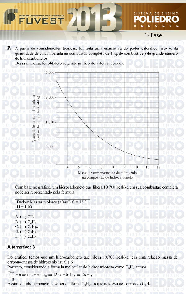 Questão 7 - 1ª Fase - FUVEST 2013