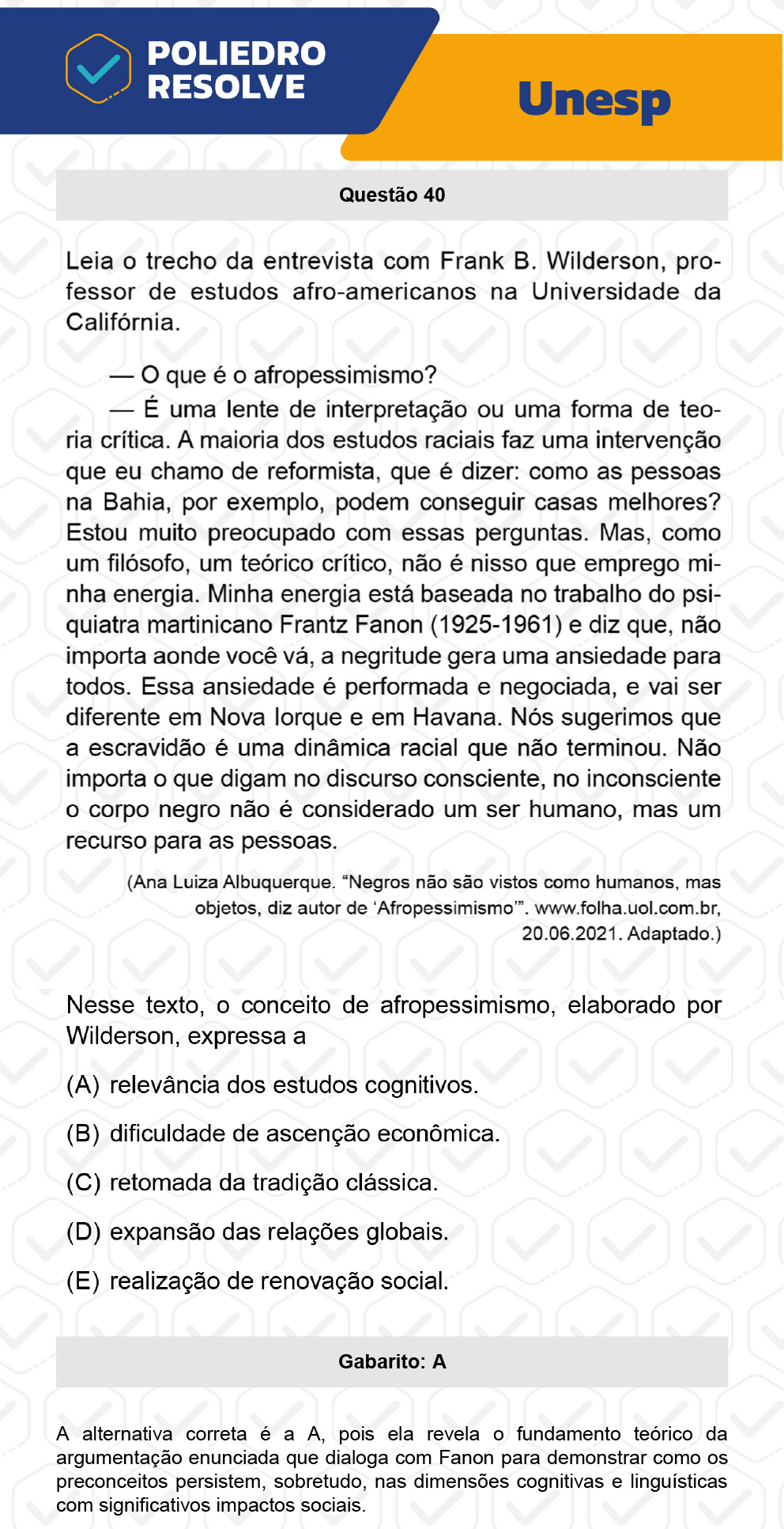 Questão 40 - 2ª Fase - UNESP 2023