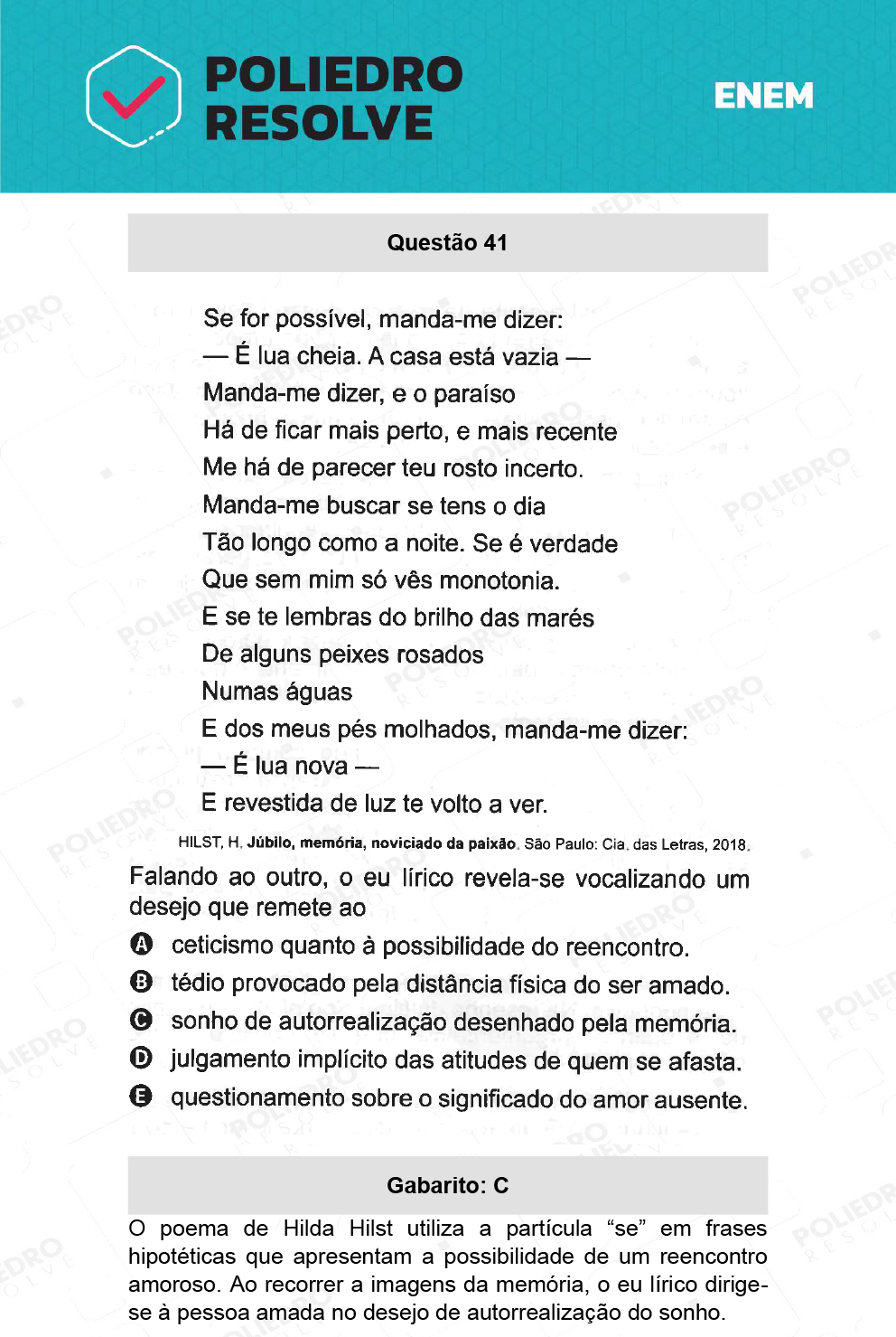 Questão 41 - 1º Dia - Prova Branca - ENEM 2021