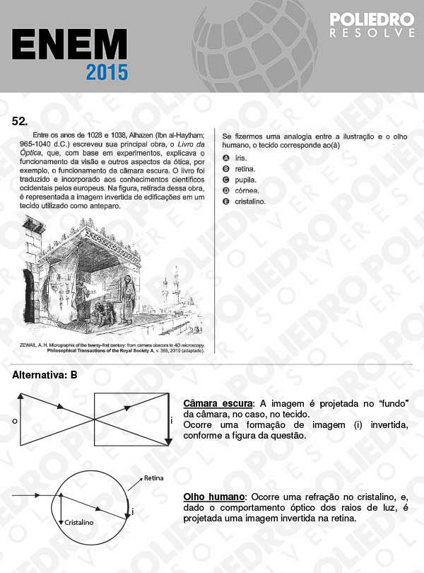 Questão 52 - Sábado (Prova Branca) - ENEM 2015