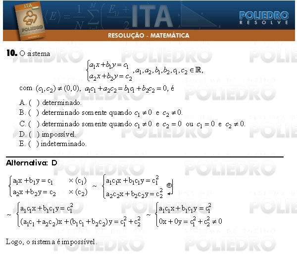 Questão 10 - Matemática - ITA 2009