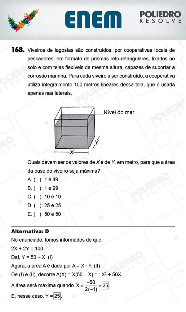 Questão 168 - 2º Dia (PROVA AMARELA) - ENEM 2017