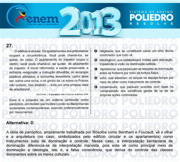 Questão 27 - Sábado (Prova Amarela) - ENEM 2013