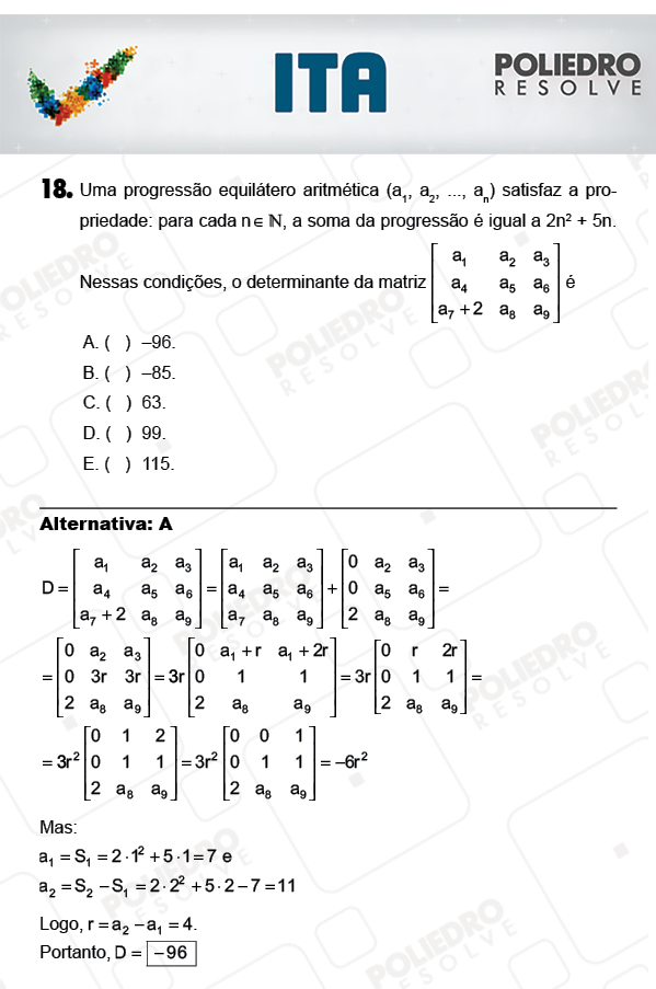 Questão 18 - Matemática - ITA 2018