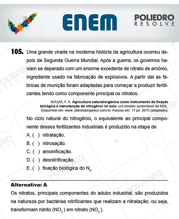 Questão 105 - 2º Dia (PROVA AMARELA) - ENEM 2017