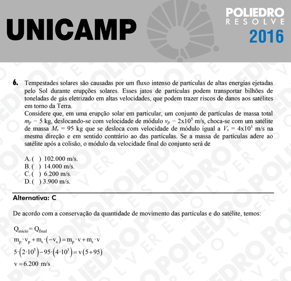 Questão 6 - 1ª Fase - UNICAMP 2016