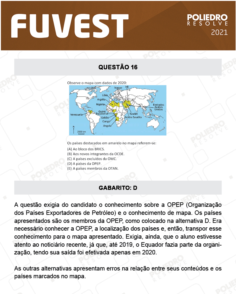 Questão 16 - 1ª Fase - FUVEST 2021