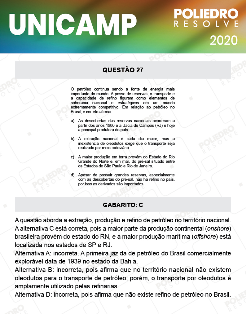 Questão 27 - 1ª Fase - Prova Q e X - UNICAMP 2020