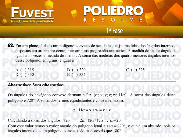 Questão 62 - 1ª Fase - FUVEST 2012