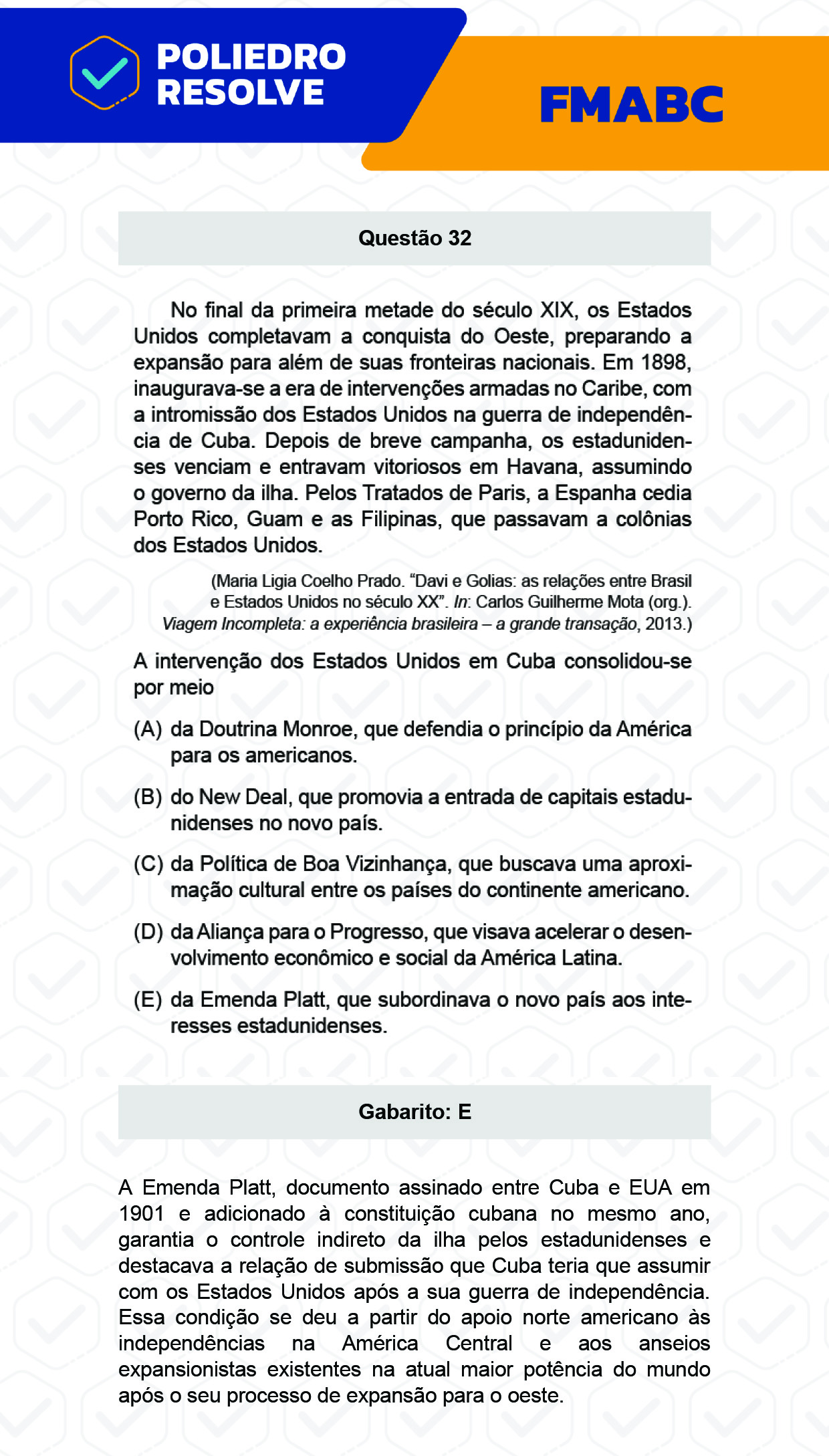 Questão 32 - Fase única - FMABC 2023