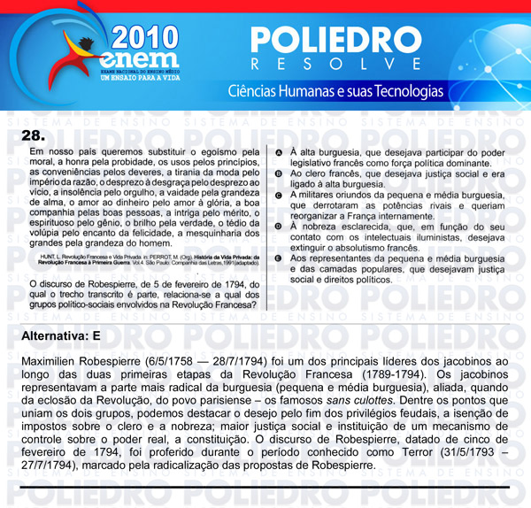 Questão 28 - Sábado (Prova azul) - ENEM 2010