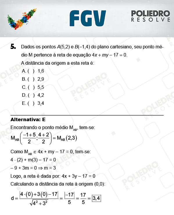 Questão 5 - Objetivas - FGV 2018