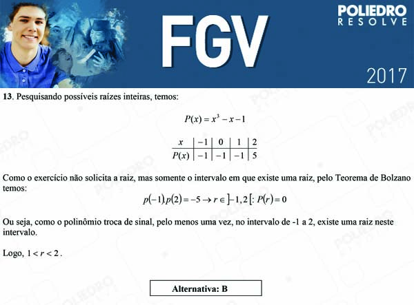 Questão 13 - Objetivas - 2017.1 - FGV 2017