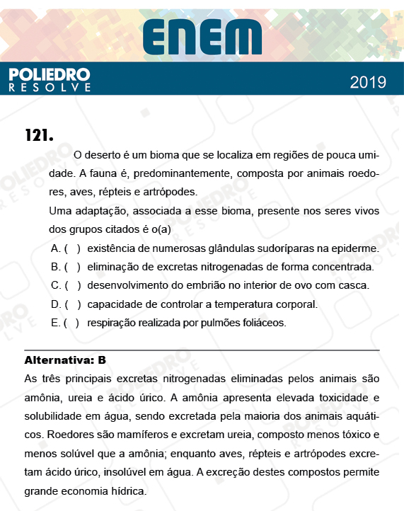 Questão 121 - 2º Dia - Prova ROSA - ENEM 2018