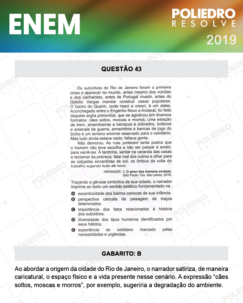 Questão 43 - 1º DIA - PROVA ROSA - ENEM 2019